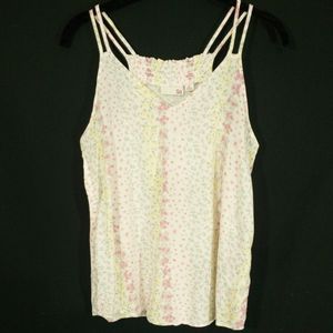 So white flower strappy tank top